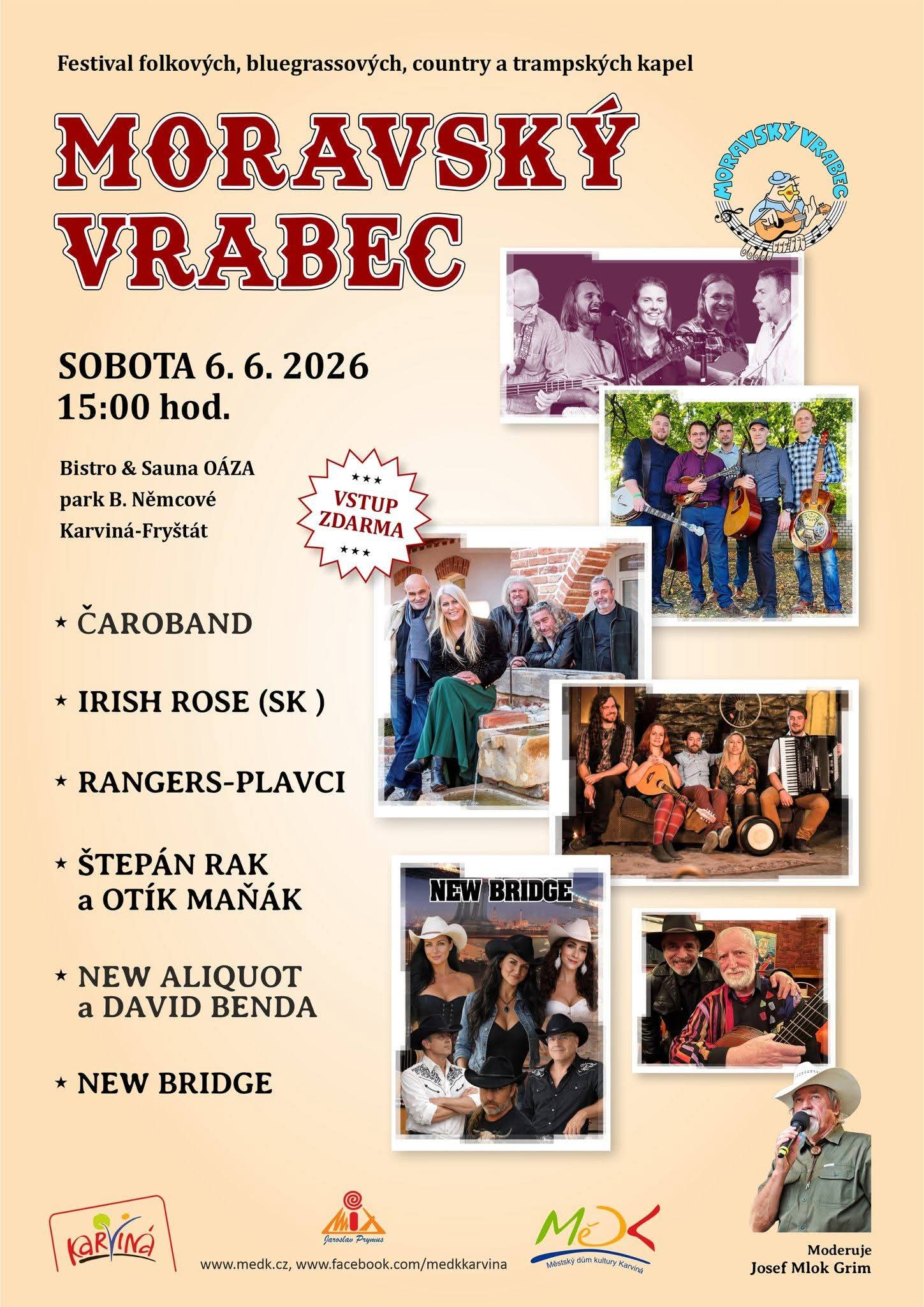 Festival folkových, bluegrassových, country a trampských kapel MORAVSKÝ VRABEC