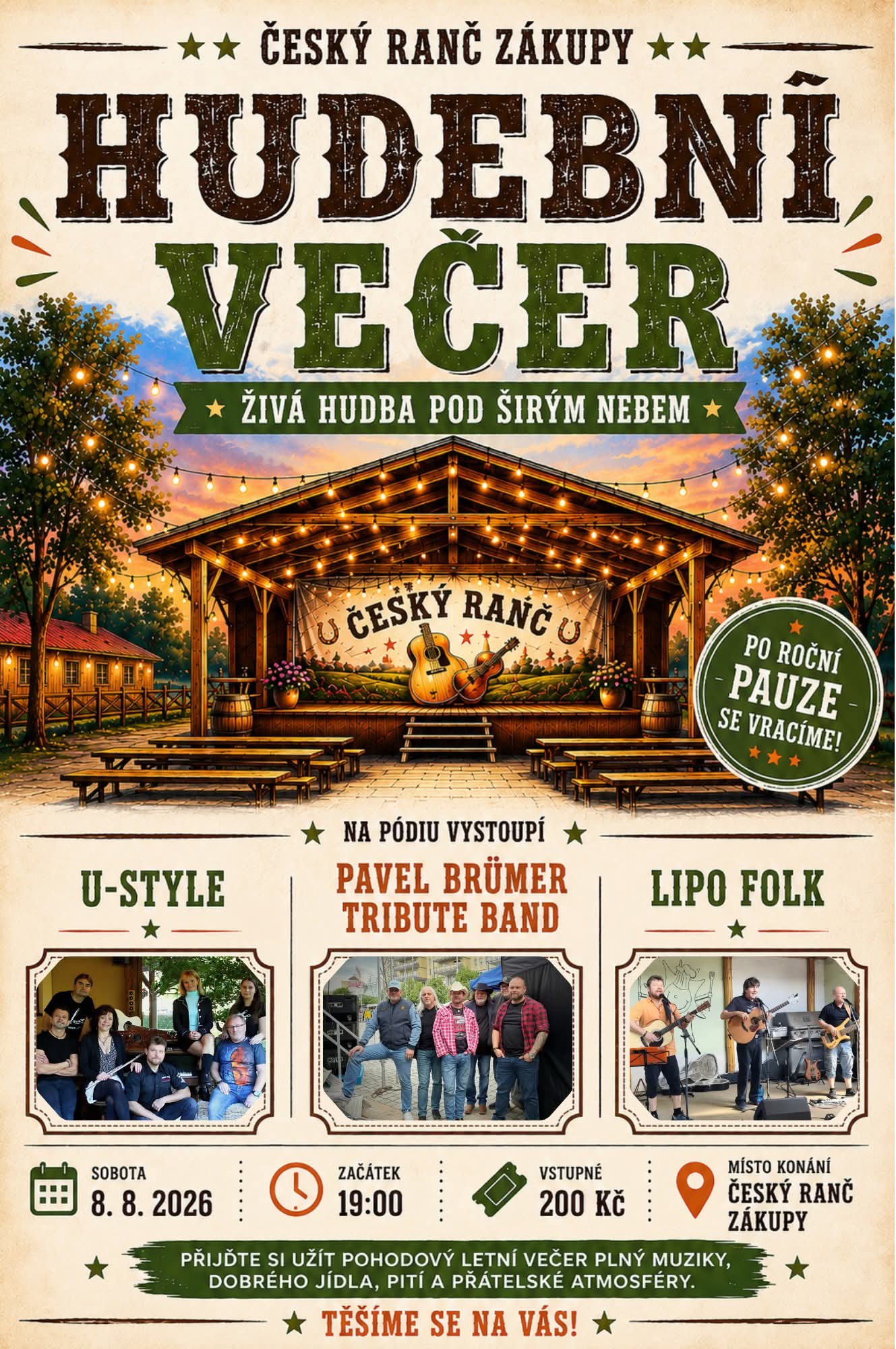 HUDEBNÍ VEČER - Živá hudba pod širým nebem