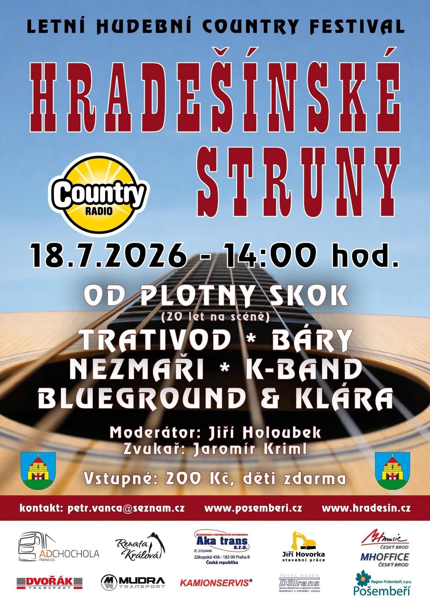 Letní hudební country festival HRADEŠÍNSKÉ STRUNY